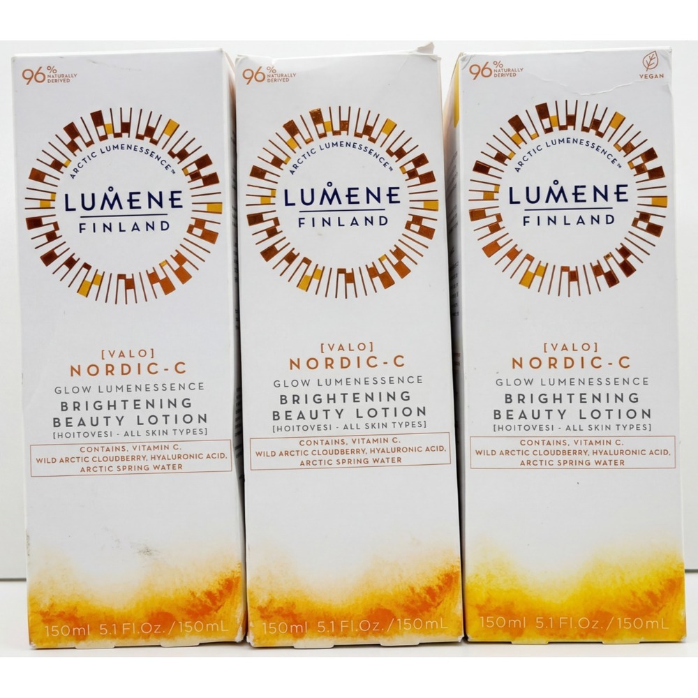 3 Pk LUMENE Finland Nordic C Brightening Beauty Lotion Glow Lumenessence 5.1 oz